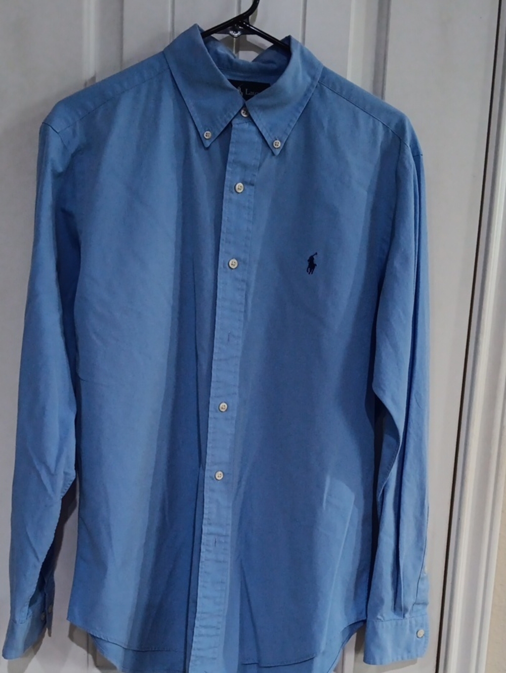 90s Vintage Polo Ralph Lauren Blue Long Sleeve Button Up Shirt Made in HK M